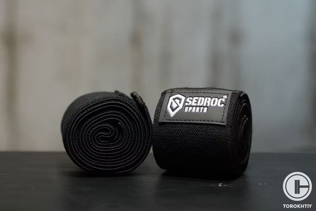Sedroc Sports Weight Lifting Elbow Wraps in use