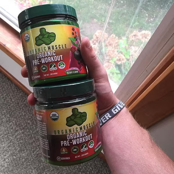 Organic Muscle Natural Pre Workout in use