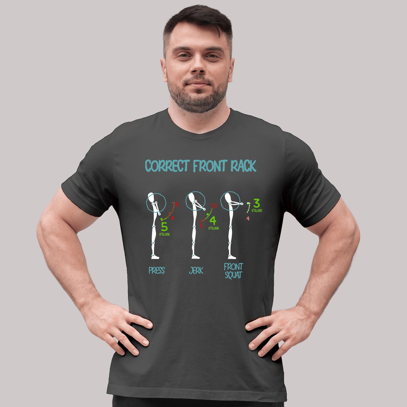 WEIGHTLIFTING T-SHIRT "CORRECT FRONT RACK"