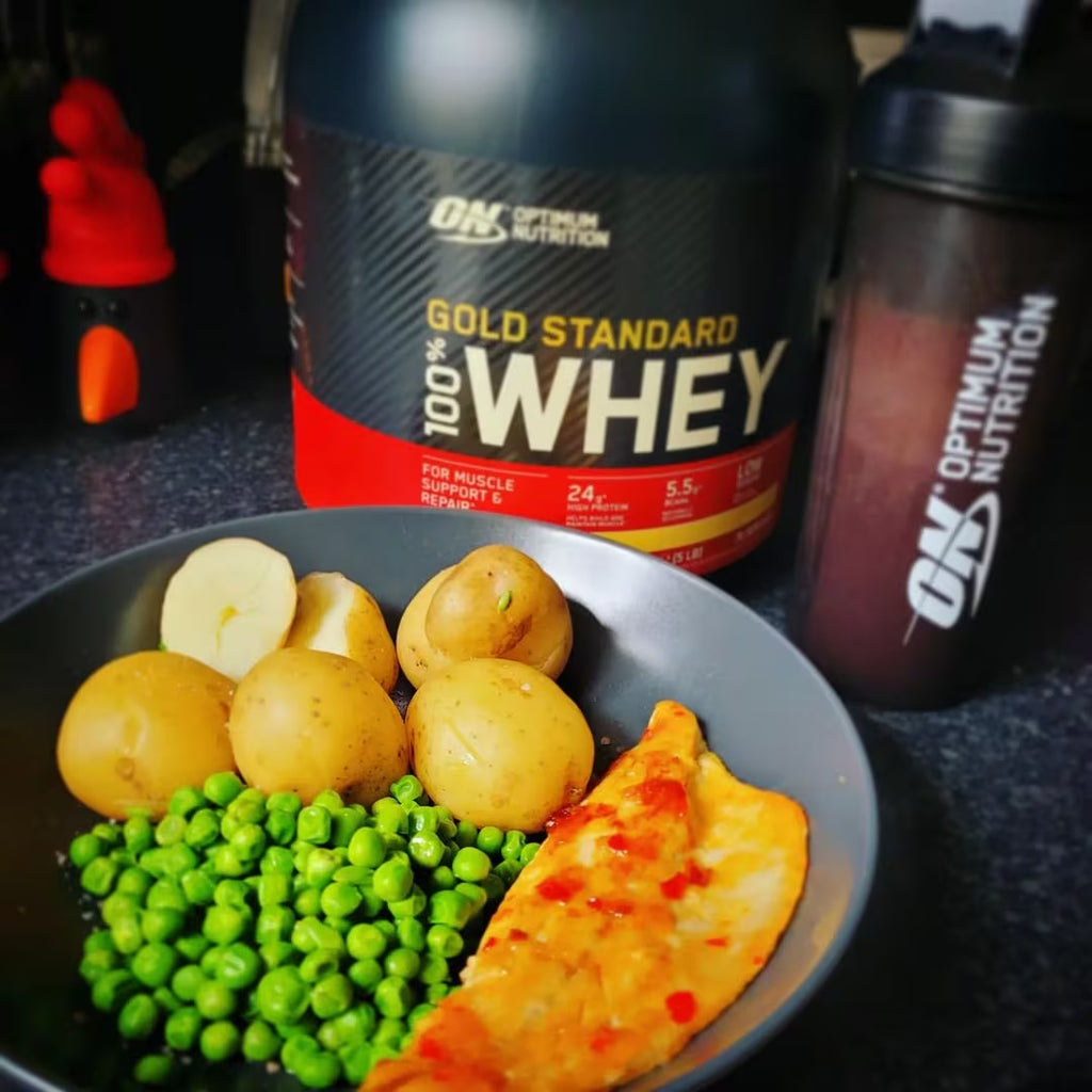 Optimum Nutrition Gold Standard 100% Whey Protein in use